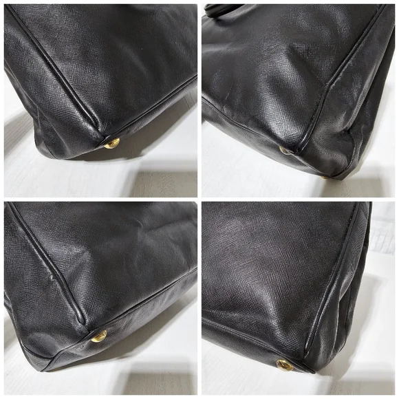 Prada Saffiano Lux Leather Middle Zip Tote Bag Black - Picture 14 of 14